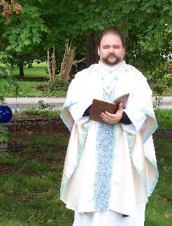 Fr. Geof wearing a Chasuble